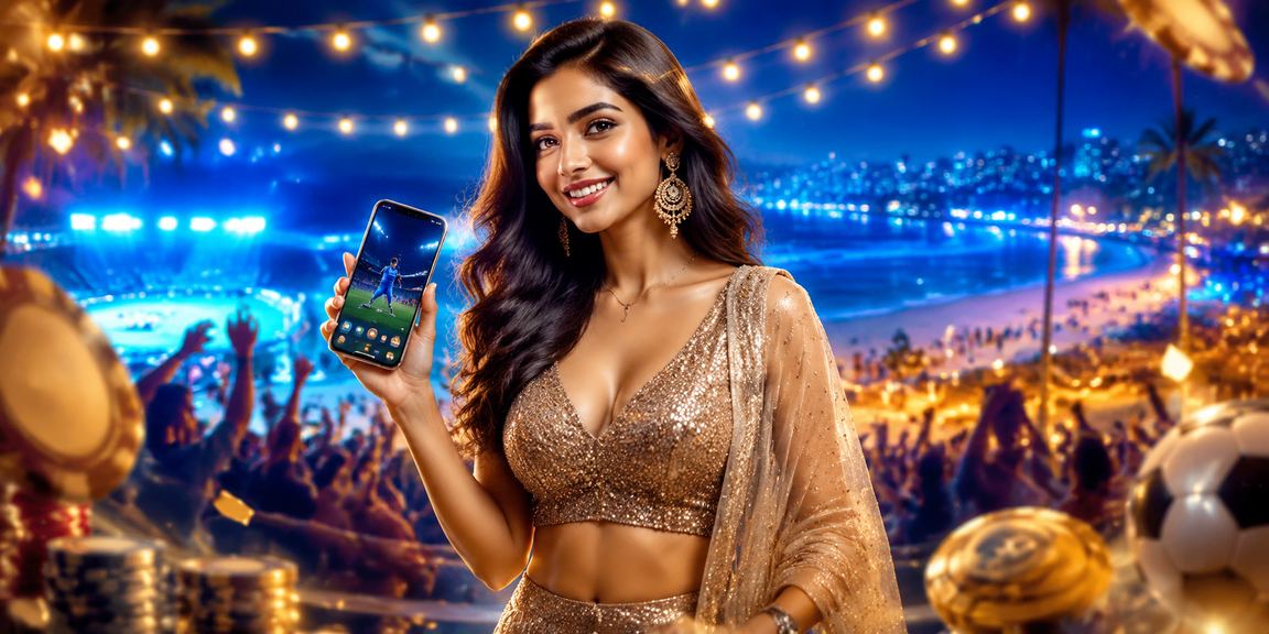 Mobile casino app UI in blue gold theme
